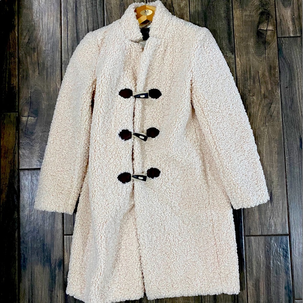 J Crew Toggle-Button Sherpa Teddy Coat